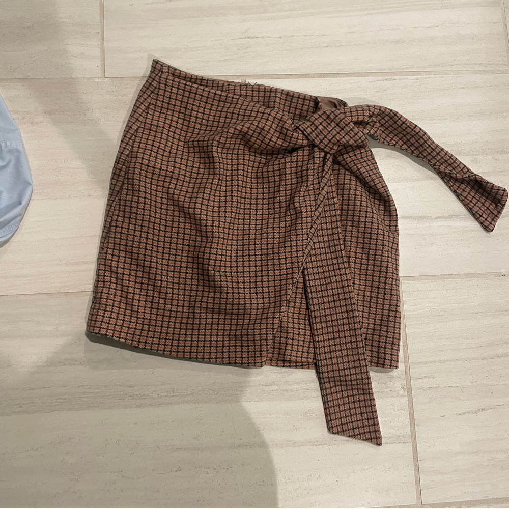 Wilfred Plaid Wrap Mini Skirt